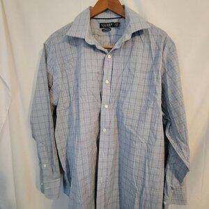 Men's Ralph Lauren Dress Shirt Blue Purple Plaid No Iron  Classic 18 34/